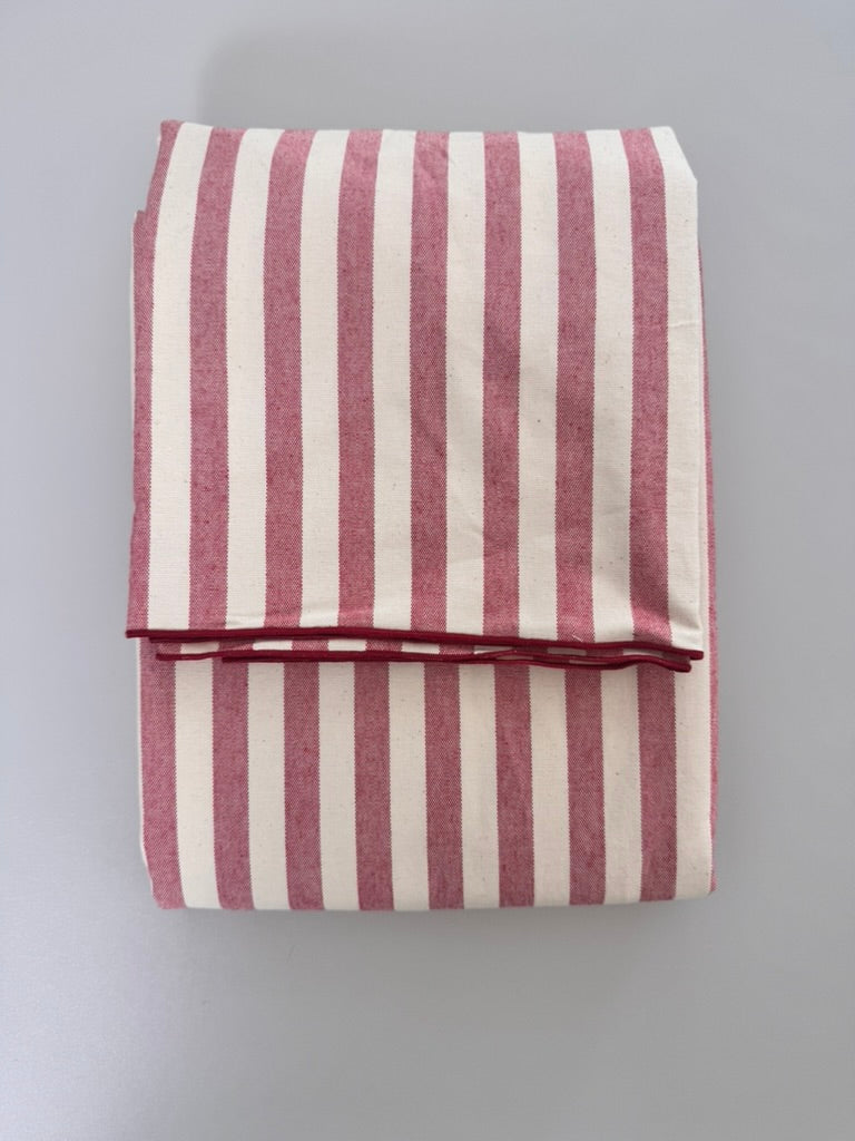 Striped linen tablecloth
