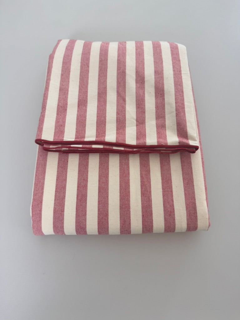 Striped linen tablecloth
